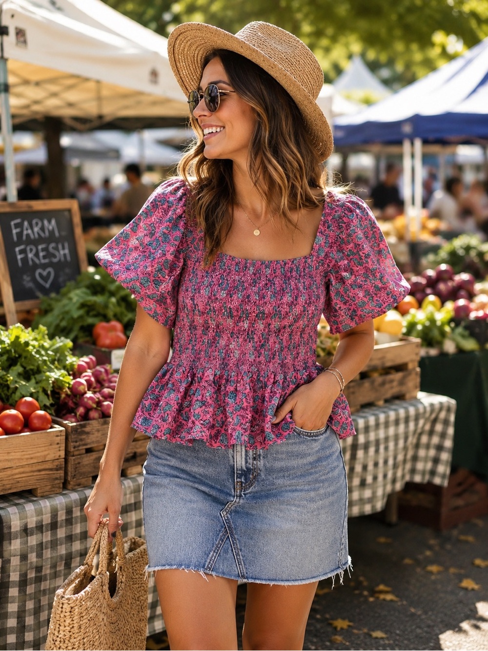 🌸 Simply Southern Shirred Peplum Top – L – NWT